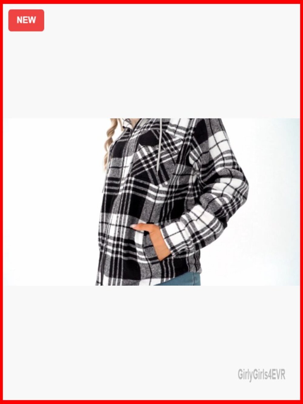 Sherpa Lined Fleece Jacket Full Zip Plaid Hooded Casual Winter - Picture 7 of 7
